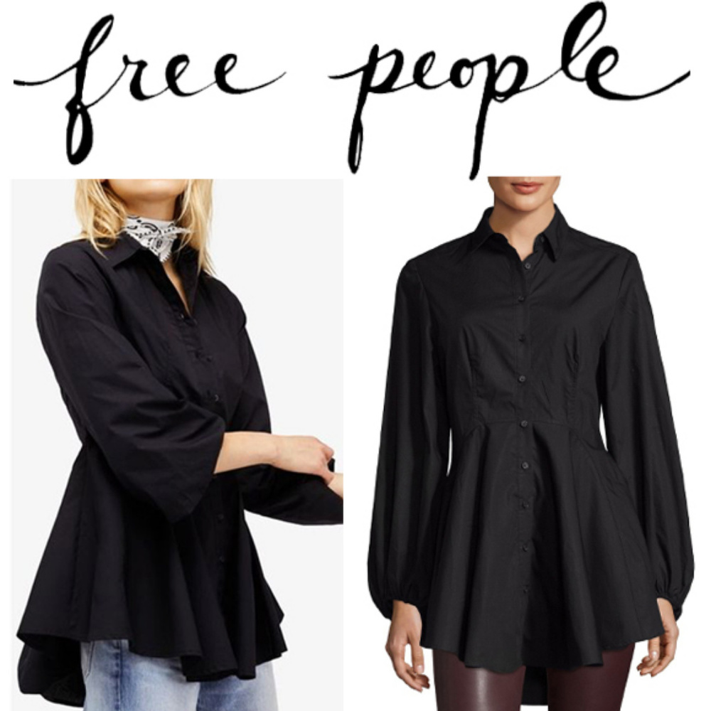 FREE PEOPLE Black All the Time Front Button Tunic